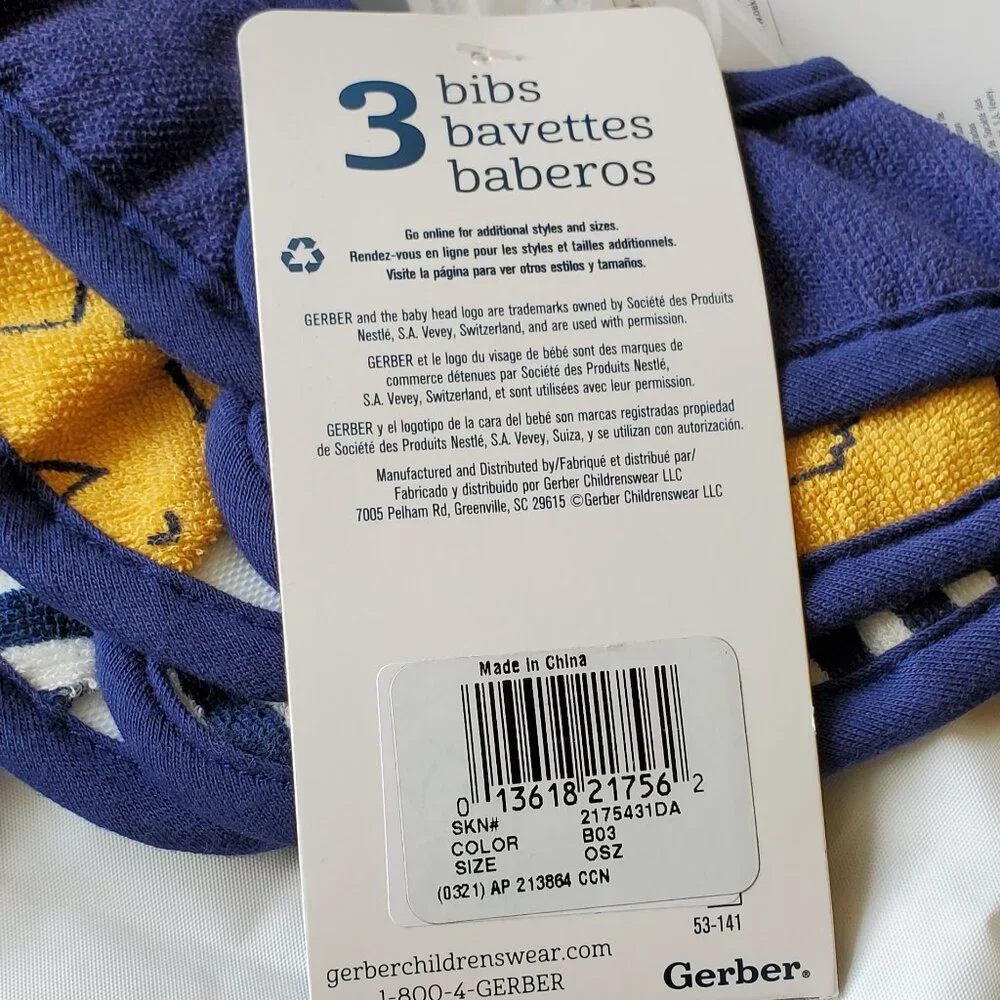 Baby Boy Gerber Bibs Fox Themed 3 pack  New